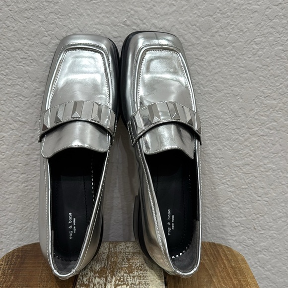 Rag & Bone Maxwell Metallic Studded Loafers Size 40 / 10 - Picture 8 of 9